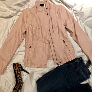 NWT Blush pink faux leather bomber jacket - S